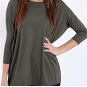 Piko 3/4 length sleeves army deep green shirt